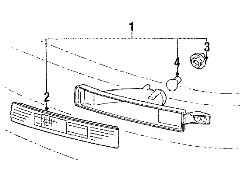 1991 Lexus LS400 Bulbs Wire Sub-Assy, Front Turn Signal Lamp Body Diagram for 81615-87705