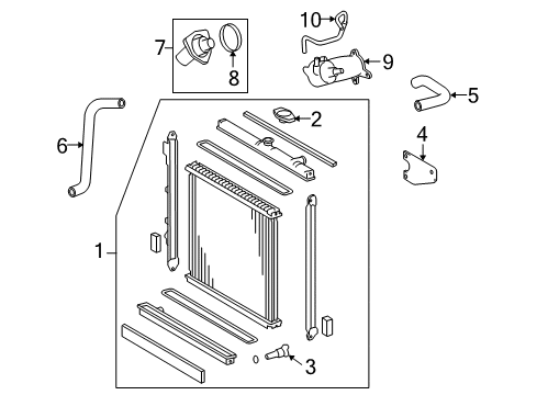 2008 Toyota Sequoia Radiator & Components Radiator Assembly Diagram for 16410-AZ005