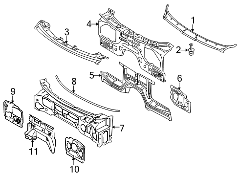 2019 BMW X6 Cowl Sound Insulation, Bulkhead, Right Diagram for 51487336286