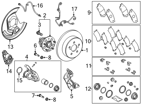 2018 Toyota C-HR Brake Components Brake Pads Shim Diagram for 04946-48130