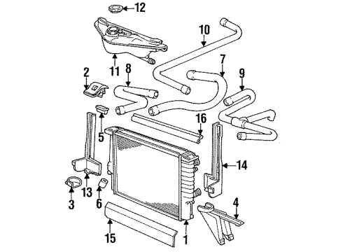 1995 BMW 540i Radiator & Components Coolant Expansion Tank Diagram for 17111719110