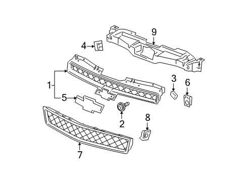 2013 Chevrolet Suburban 2500 Grille & Components Emblem Diagram for 22830014