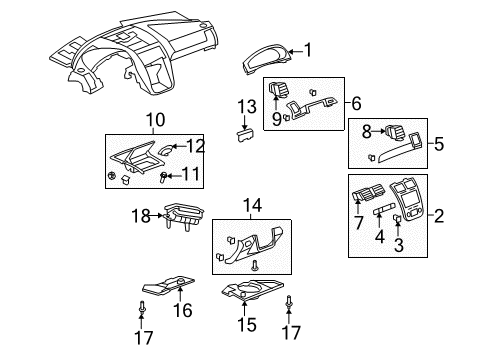 2007 Saturn Outlook Cluster & Switches, Instrument Panel Trim Plate Bumper Diagram for 25782342