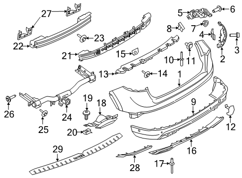 2017 Lincoln MKX Rear Bumper Trim Pad Diagram for FA1Z-17B807-A