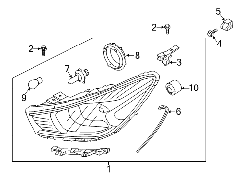 2020 Kia Rio Bulbs Bracket-Head Lamp, LH Diagram for 92153H9200