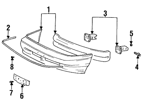 1992 Hyundai Elantra Front Bumper Bolt Diagram for 11223-05161