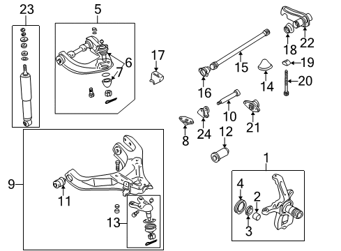 2000 Mitsubishi Montero Sport Front Suspension Components, Lower Control Arm, Upper Control Arm, Stabilizer Bar Shaft-Front Front Diagram for MB109661