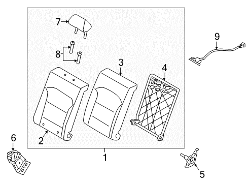 2017 Hyundai Elantra Rear Seat Components Rear Left-Hand Seat Back Covering Diagram for 89360-F3000-XFN