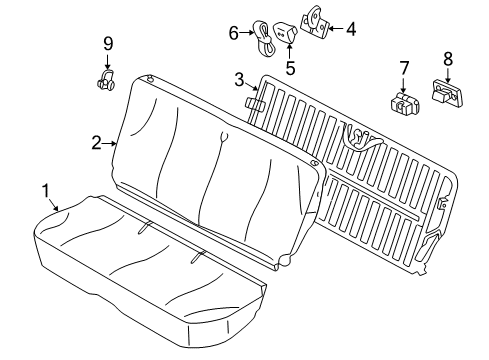 2003 Pontiac Sunfire Rear Seat Components Cover Asm, Rear Seat Cushion *Graphite Diagram for 88991911