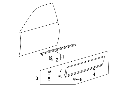 2000 Lexus ES300 Exterior Trim - Front Door Moulding Sub-Assy, Front Door, Outside RH Diagram for 75071-33050-D3