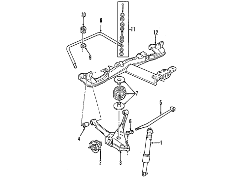 2004 Pontiac Bonneville Rear Suspension Components, Lower Control Arm, Ride Control, Stabilizer Bar Rear Shock Absorber Kit Diagram for 19300079