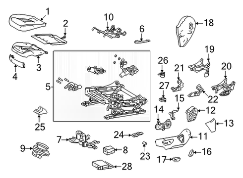 2022 Toyota Mirai Driver Seat Components Recliner Cover Diagram for 71876-62020-C0