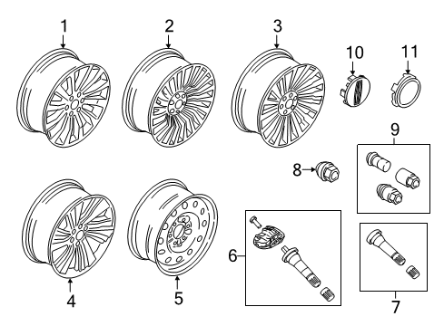 2019 Lincoln Navigator Wheels Center Cap Diagram for JL7Z-1130-A