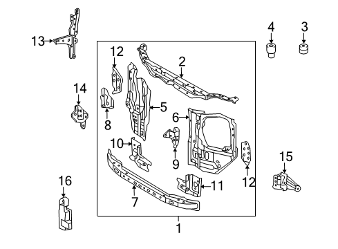 2019 Lexus GX460 Radiator Support Reinforce Sub-Assembly Diagram for 53803-60090