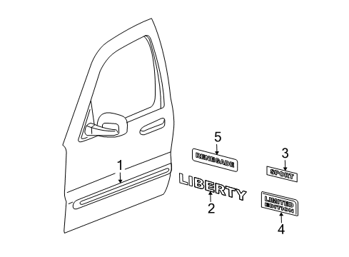 2002 Jeep Liberty Exterior Trim - Front Door Cover-Front Door Diagram for 5GF55TZZAC