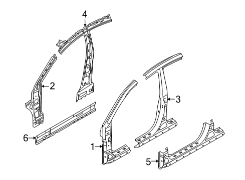 2013 Kia Forte Center Pillar, Hinge Pillar, Rocker Panel Assembly-Side SILL Diagram for 651801M000
