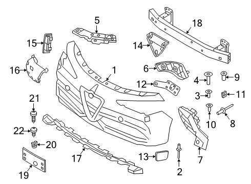 2021 Alfa Romeo Stelvio Bumper & Components - Front Screw Diagram for 68202409AA