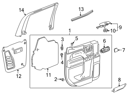 2019 GMC Sierra 1500 Interior Trim - Rear Door Upper Trim Diagram for 23383343