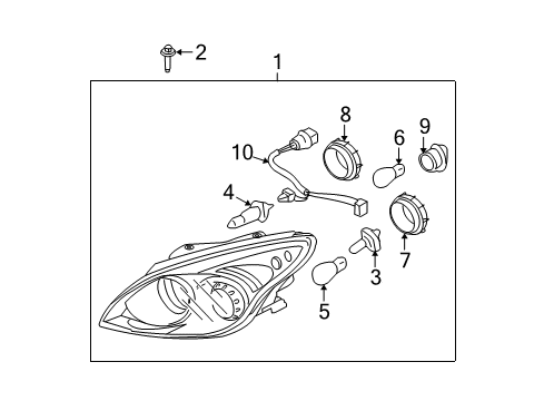 2009 Hyundai Elantra Headlamps Passenger Side Headlight Assembly Composite Diagram for 92102-2H051