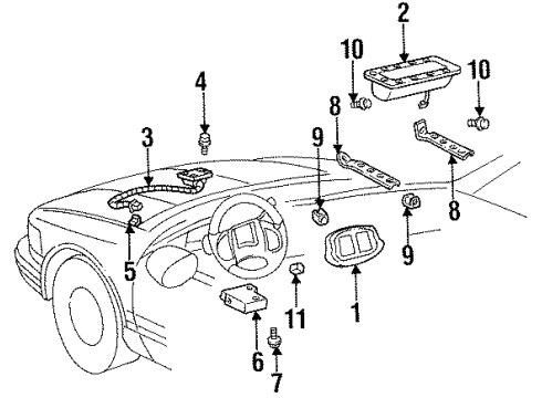 1996 Chevrolet Impala Air Bag Components Windshield Bolt Diagram for 15714277