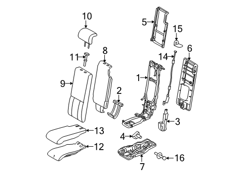 2010 Toyota Highlander Second Row Seats Hinge Cover Diagram for 71485-0E020-B0