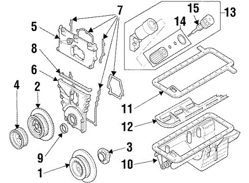 1995 BMW 318ti Engine Parts, Mounts, Cylinder Head & Valves, Camshaft & Timing, Oil Pan, Oil Pump, Crankshaft & Bearings, Pistons, Rings & Bearings Gasket Set Chain Case Asbestofree Diagram for 11141247633