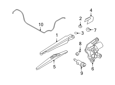 2008 Saturn Astra Lift Gate - Wiper & Washer Components Motor Grommet Diagram for 90559606