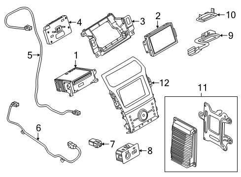 2013 Ford Explorer Sound System Display Unit Bracket Diagram for CB5Z-14A301-A