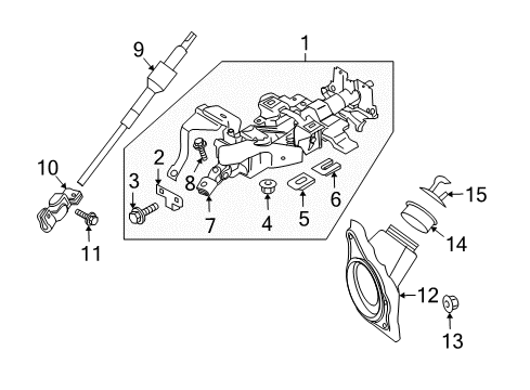 2017 Infiniti QX70 Steering Column & Wheel, Steering Gear & Linkage Bracket Diagram for 48988-1BA1A