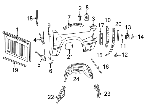 2019 Ram 1500 Front & Side Panels Panel-WHEELHOUSE Outer Diagram for 68277124AB