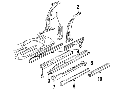 1988 Chevrolet Corsica Center Pillar & Rocker Cap-Rocker Panel Molding Rear End *Paint To Mat Diagram for 20638312