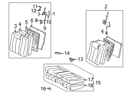 2002 Toyota Solara Rear Seat Components Hinge Sub-Assembly, Rear Seat Diagram for 71303-AA020