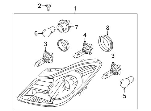 2011 Hyundai Veracruz Bulbs Headlamp Assembly, Left Diagram for 92101-3J050