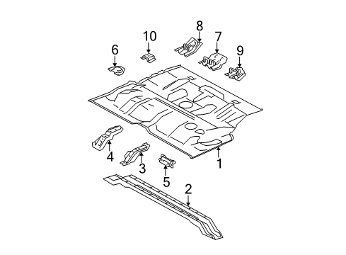 2006 Toyota 4Runner Pillars, Rocker & Floor - Floor & Rails Seat Reinforcement Diagram for 57836-35010