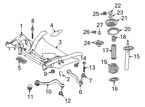 2007 BMW 650i Front Suspension Components, Lower Control Arm, Ride Control, Stabilizer Bar Front Left Spring Strut Diagram for 31306765103