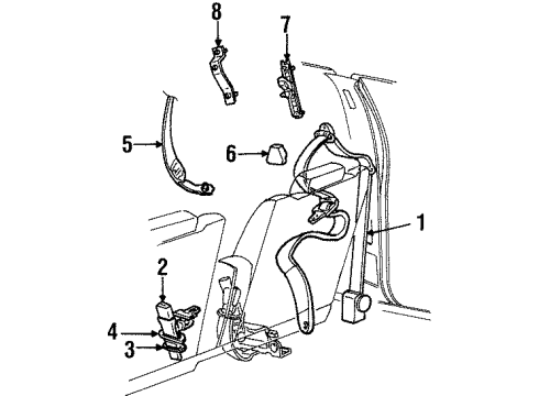 1992 Ford Crown Victoria Seat Belt Buckle End Retainer Diagram for E7AZ-60611B46-A