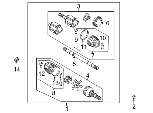 2004 Buick Rendezvous Drive Axles - Front Front Wheel Drive Shaft Kit Diagram for 89047674