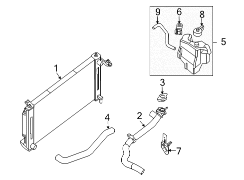 2011 Nissan Altima Radiator & Components Hose-Reserve Tank Diagram for 21741-JA82A