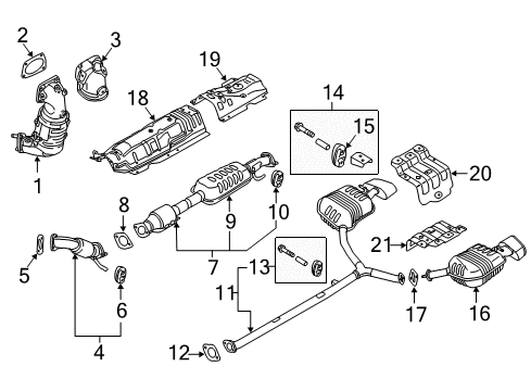 2017 Hyundai Sonata Exhaust Components Rear Muffler Assembly, Left Diagram for 28710-C2600
