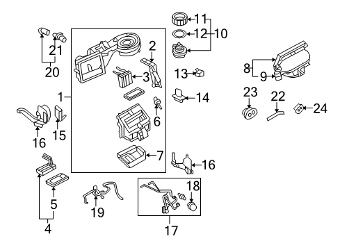 2008 Ford Explorer Sport Trac A/C Evaporator & Heater Components Hose Diagram for 7L2Z-19D888-A