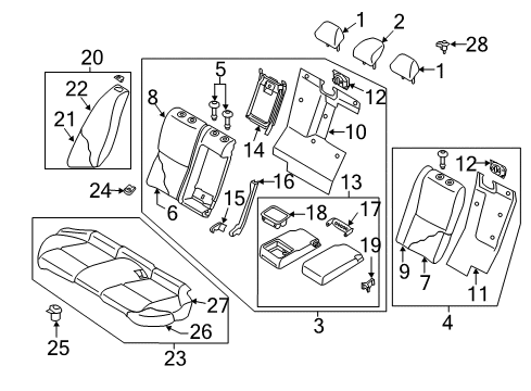 2021 INFINITI Q50 Rear Seat Components Cover-Striker, Rear Seat LH Diagram for 88693-4GA1A