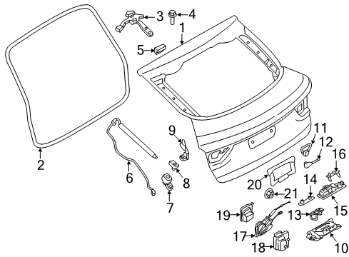 2016 BMW X4 Gate & Hardware Trunk Lid Diagram for 41007339422