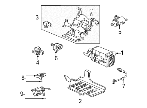 2005 Honda CR-V Emission Components Canister Assembly Diagram for 17011-S9A-A31
