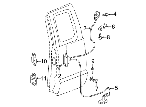 2006 Dodge Dakota Rear Door - Lock & Hardware Latch Cargo Door Diagram for 55359381AD