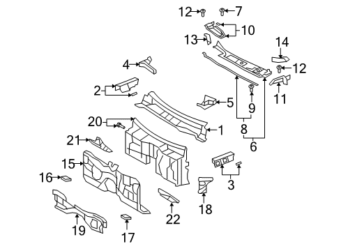 2010 Lexus LS460 Cowl Seal, Front Fender To Cowl Side, LH Diagram for 53867-50040