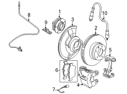 2000 BMW Z8 Front Brakes Front Disc Brake Pad Wear Sensor Diagram for 34351166057