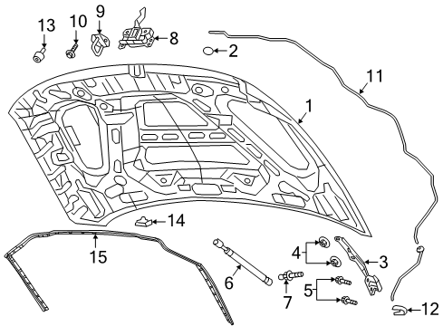 2020 Ram 2500 Hood & Components Gas Prop Diagram for 68360823AB