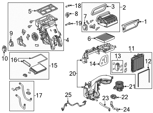 2016 Buick Cascada A/C Evaporator Components Evaporator Core Diagram for 13287939