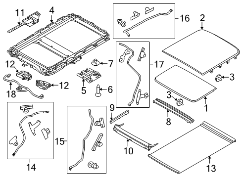 2013 Ford Explorer Sunroof Cable & Guide Diagram for BB5Z-78518A00-A