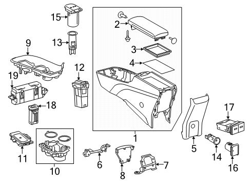 2021 Toyota Prius AWD-e Console Console Base Diagram for 58910-47170-C0